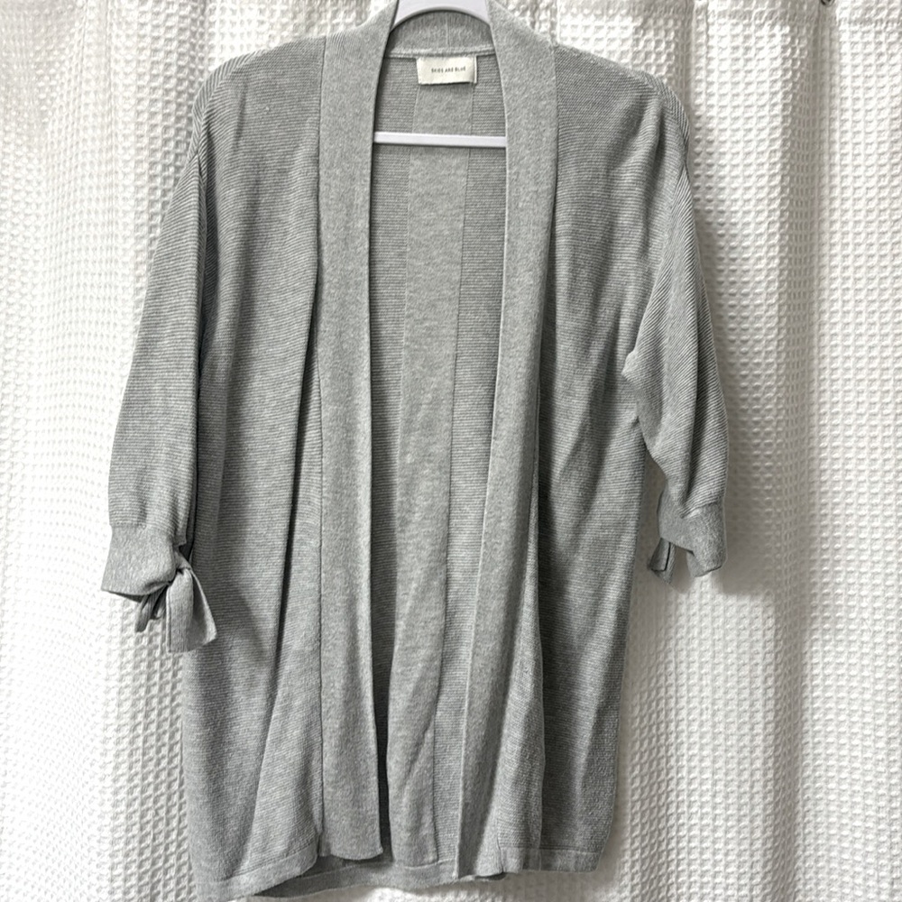Tie sleeve open front cardigan